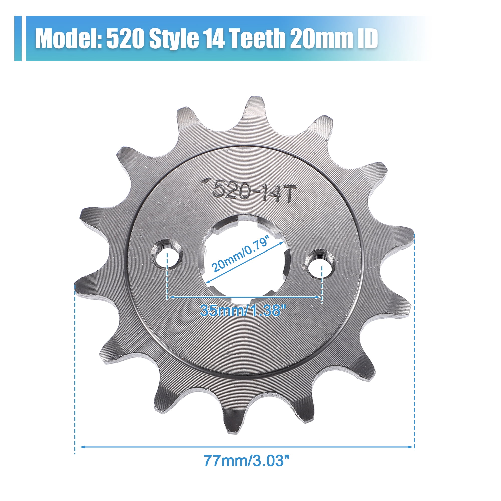 Unique Bargains 520 Style 14 Teeth 20mm ID Motorcycle Front Engine Sprocket