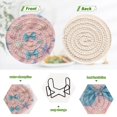 thumbnail image 7 of 6 Pcs Drink Coasters with Holder 3.94in Woven Coasters for Drinks Seashells and Bows Coaster Set for Protection Table, 7 of 7