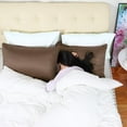 thumbnail image 4 of Unique Bargains Silky Satin Pillow Cases Covers Set of 2 Brown Standard, 4 of 8