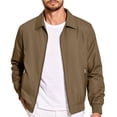 thumbnail image 2 of ZCFZJW Mens Lightweight Jackets Full Zip up Casual Stylish Windbreakers Loose Fit Work Office Light Track Jacket Laydown Collar Fall Golf Coats with Pockets Khaki XXL, 2 of 8