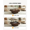 thumbnail image 4 of Lift Top Coffee Table with Hidden Storage, 31 inch Solid Wood Fluted Design for Small Space Living Room, Walnut, 4 of 9