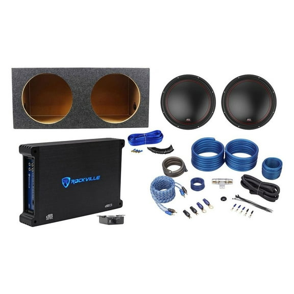 (2) MTX 5512-22 12" 1600w Car Subwoofers Sealed Sub Box Mono Amplifier Amp Kit