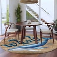 thumbnail image 3 of Round Rug 5Ft Washable Non-Slip, Vintage Whale Circle Area Rugs for Living Room Bedroom, Brown Nautical Anchor Bubbles Coastal Indoor Floor Mats Carpet Runner for Home Decor Aesthetic, 3 of 8