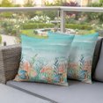 thumbnail image 3 of Outdoor Pillow Covers 16x16 Set of 2, Coastal Beach Waterproof Patio Throw Pillow Covers for Couch Sofa Chair, Ocean Wave Summer Sea Starfish Coral Teal Beige Decorative Pillowcases for Throw Pillows, 3 of 9