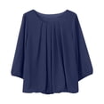 thumbnail image 4 of Women's 3/4 Sleeve Tunic Tops Casual Loose Fit Floral Blouses Mesh Pleated Layered Shirt, 4 of 4