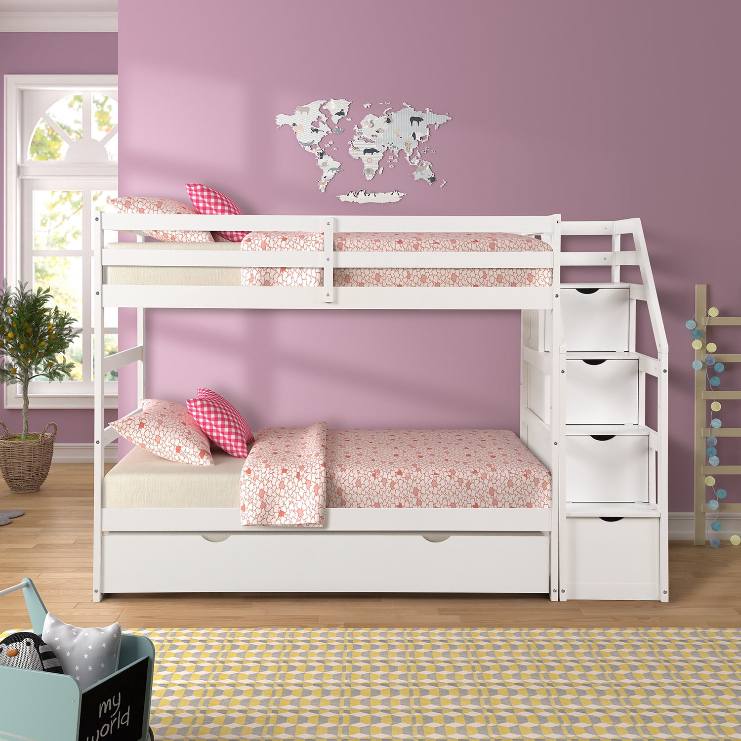 Twin Over Bunk Bed For Kids 94 4, White Bunk Bed Bedroom Sets
