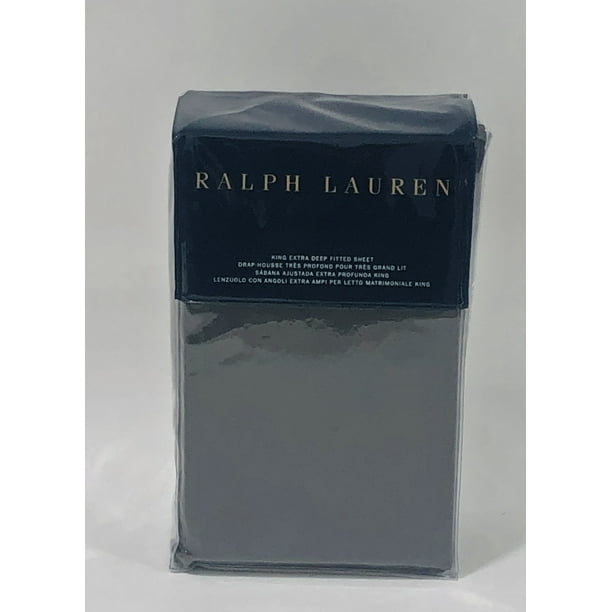 Ralph Lauren 624TC Solid Sateen Extra Deep Fitted Sheet, Metro Gray King -  NEW 