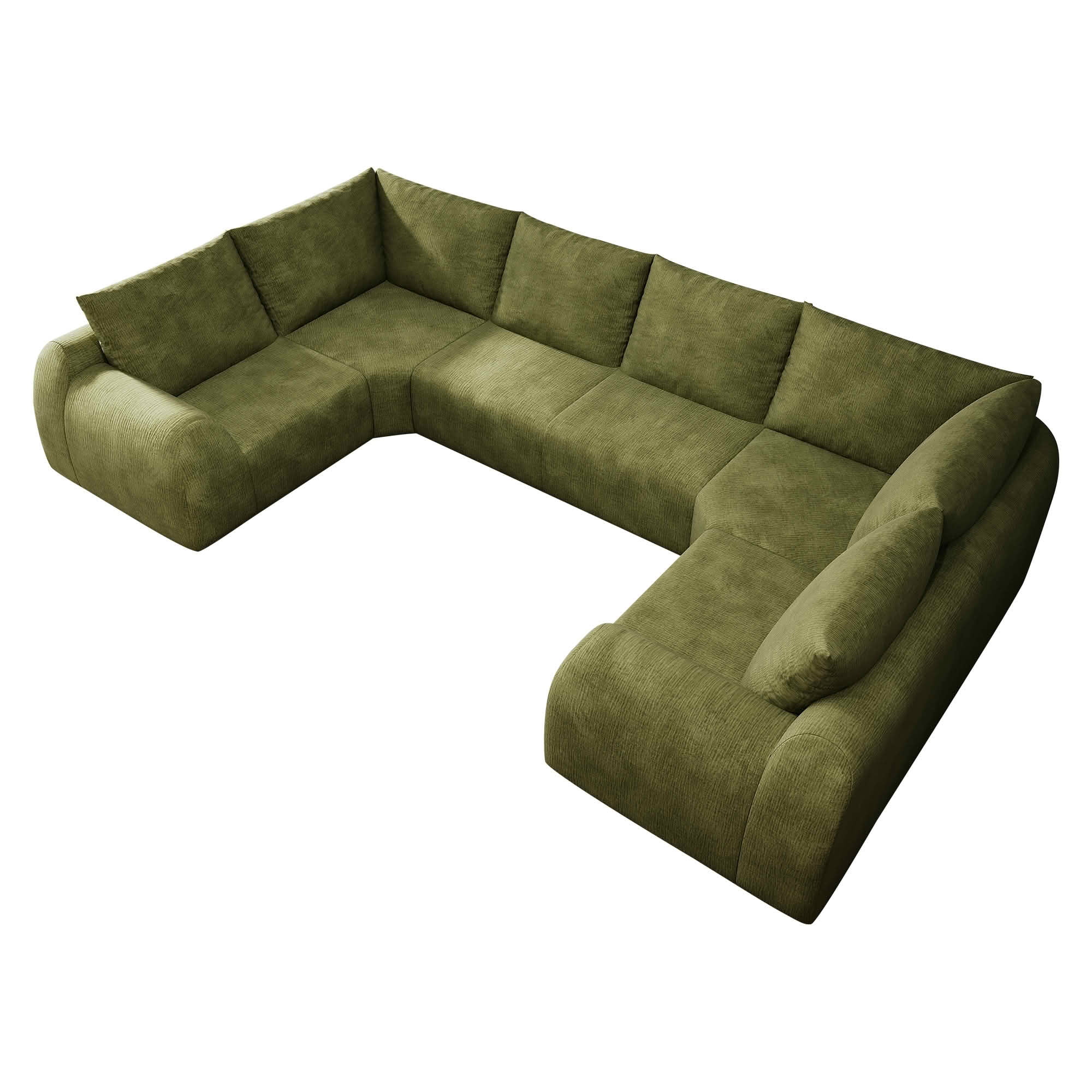 MAYEERTY 135.5 Inch 6-Seat U Shape Cloud Modular Sectional Sofa, Vacuum Compressed Chenille Fabric Couch, No Assembly Needed for Living Room