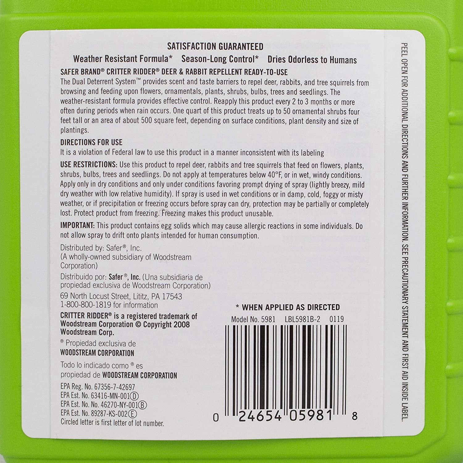 Woodstream Critter Ridder Deer & Rabbits & Squirrels Repellent, 32 oz