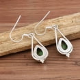 thumbnail image 3 of Green Copper Turquoise Gemstone Earrings, Boho Turquoise Teardrop Silver Earring, 3 of 5