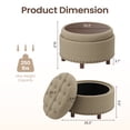 thumbnail image 5 of AFO Round Ottoman with Storage and Tray, Upholstered Footrest Stool with Reversible Lid, 25 Inch Seat for Bedroom Living Room Entryway, Camel, 5 of 10