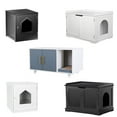 thumbnail image 2 of SONGMY 29.8" Wooden Cat Litter Box Enclosure, Black Hidden Cat Bathroom House, 2 of 10