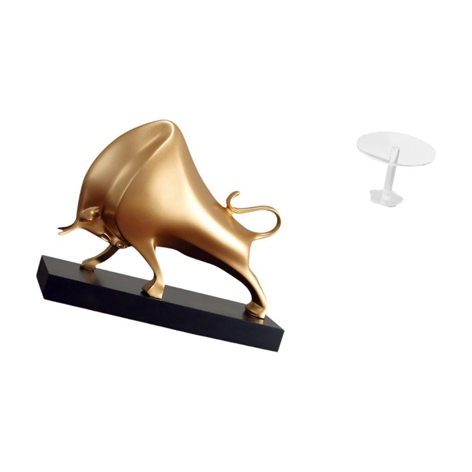 2 Pack Abstract Bull Statue Ox Figurine Miniature End Table Resin Acrylic Gift for Children Living Room Office Bedroom
