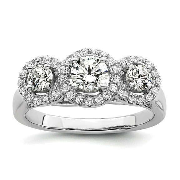 925 Sterling Silver and Cubic Zirconia Brilliant Embers 3 Stone Ring Size 6 Ring for Women