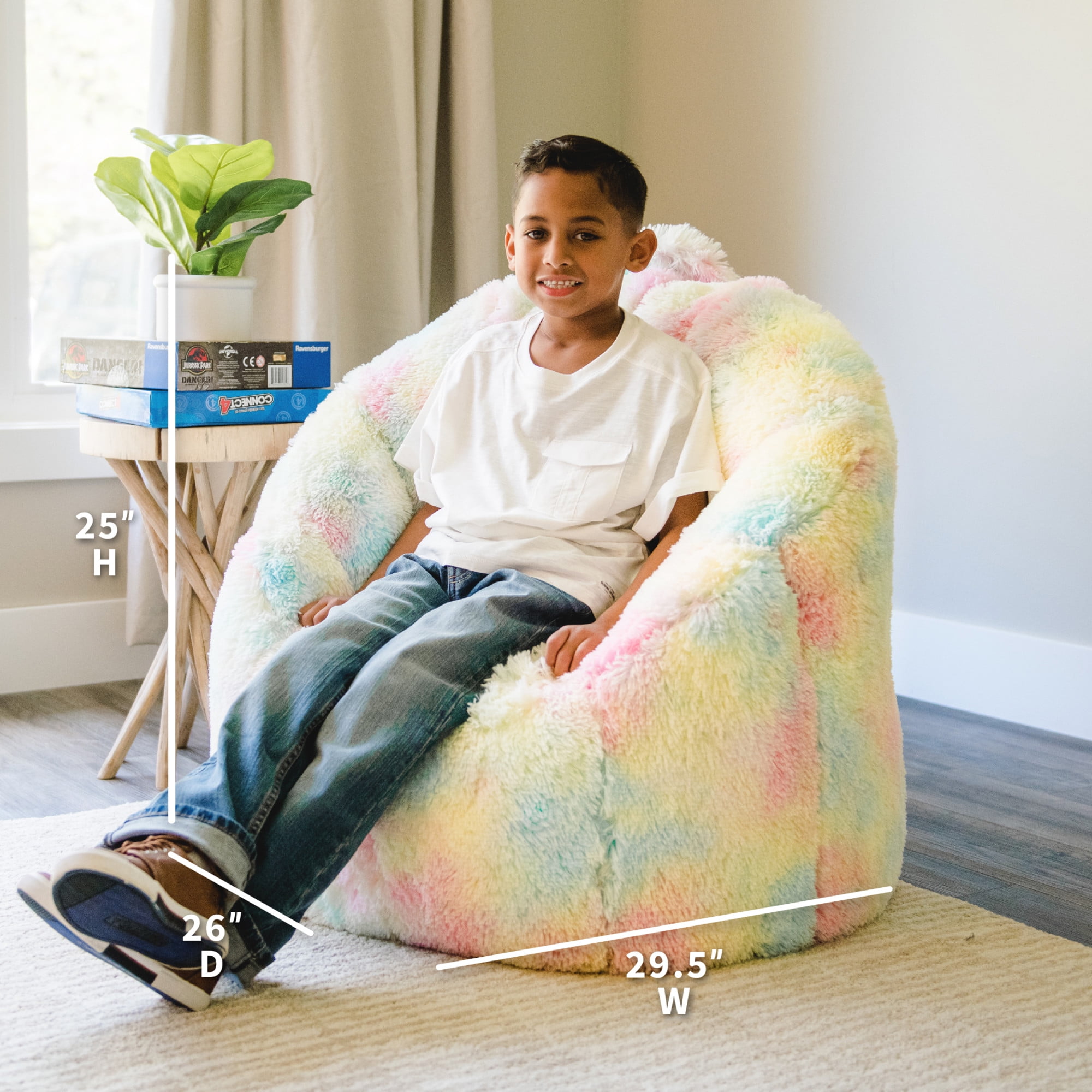 レインボーチェア Big Joe Joey Bean Bag Chair, Plushie, Kids/Teens, 2.5ft, Unicorn