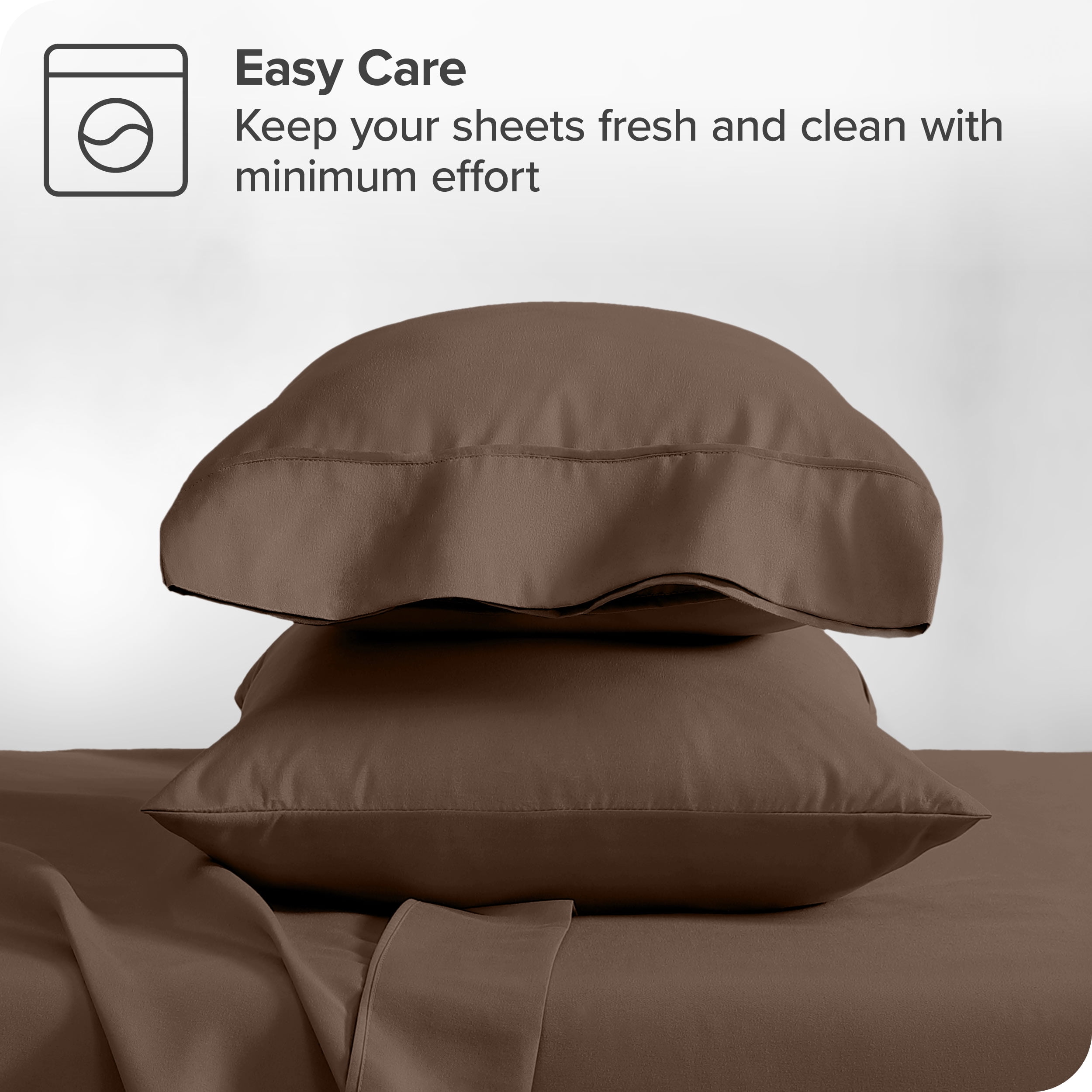 Bare Home Cocoa Microfiber Pillowcase Set, Hypoallergenic, King Set of 2
