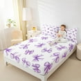 thumbnail image 4 of Feelyou Girly Purple Bowknot Twin Sheet Sets, Cartoon Princess Bowknot Twin Fitted Sheet, Teen Boy Girl Kid Flat Sheet, Breathable Home Decor, 3pcs, 4 of 7