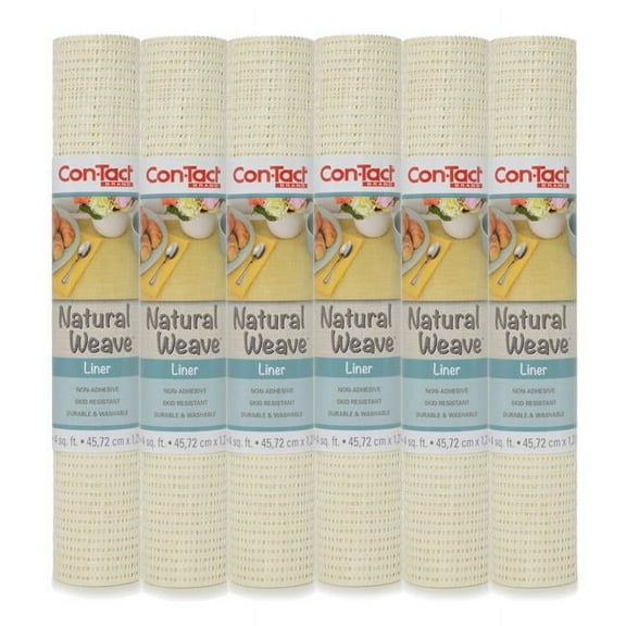 Con-Tact Brand  04F-CWV62-06EC Con-Tact Brand Natural Weave Non-Adhesive Contact Shelf and Drawer Liner, 12' x 4', White Lattice Weave, (6 Rolls)