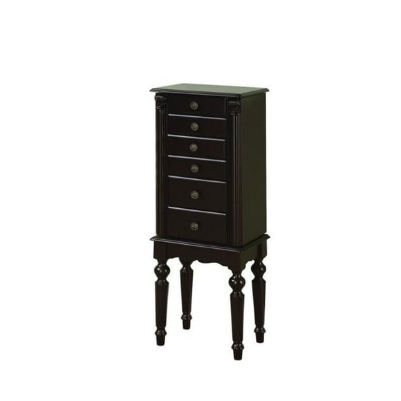 Bowery Hill Ebony Jewelry Armoire in Distressed Ebony Black
