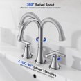 thumbnail image 3 of Grifo de baño Hurran Chrome para lavabo con 3 orificios y desagüe desplegable, 3 of 8