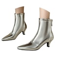 thumbnail image 2 of YLYL Women's Ankle Boots Stiletto Low Kitten Heels Back Zip Pointed Toe Fall Winter Short Boots for Party Wedding Work, 2 of 9