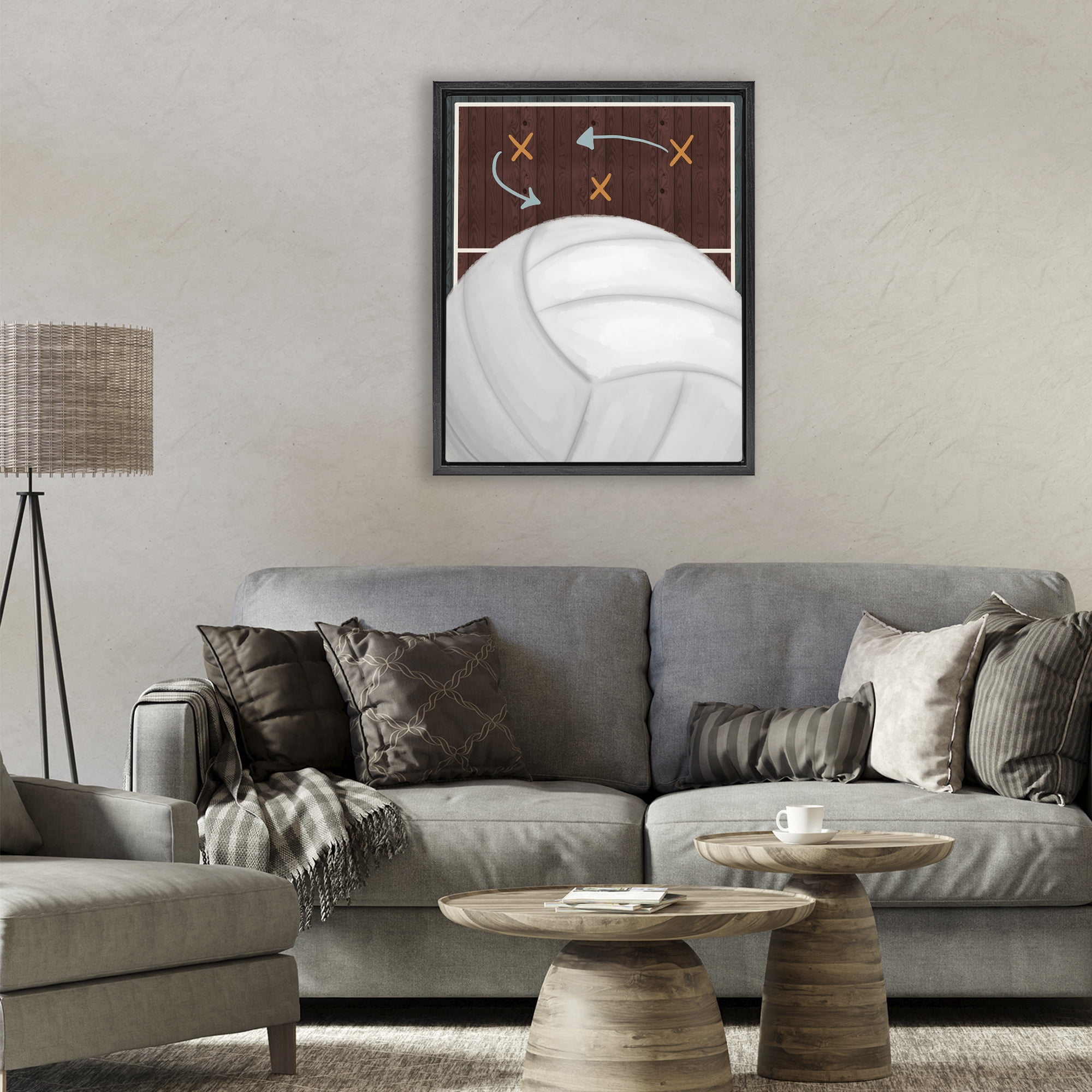 Stupell Industries Volleyball Court Tactics Black Framed Floater Canvas Wall Art, design by Jennifer Stith