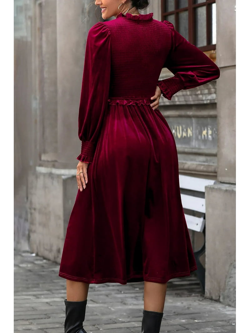 lantern sleeve midi dress Women's Elegant Jacquard Lantern Sleeve Midi Dress Najma Dress Lantern Sleeve Dress Long Dress With Sleeves Spring Outfit Women Elegant And Fashionable