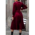thumbnail image 2 of Women's Smocked Lantern Sleeve Midi Dress 95% Polyester 5% Elastane Sheer Bodice and Stretch for Everyday Wear, 2 of 6