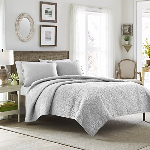 Laura Ashley Felicity Quilt Set, King, Grey