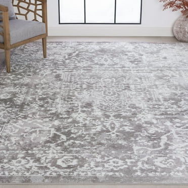 Bliss Rugs Persian Traditional Area Rug, Geometric Indoor Rugs for Living Room, Dining Room, Bedroom | Gray, 5' x 7' (5'3''x7'3'')