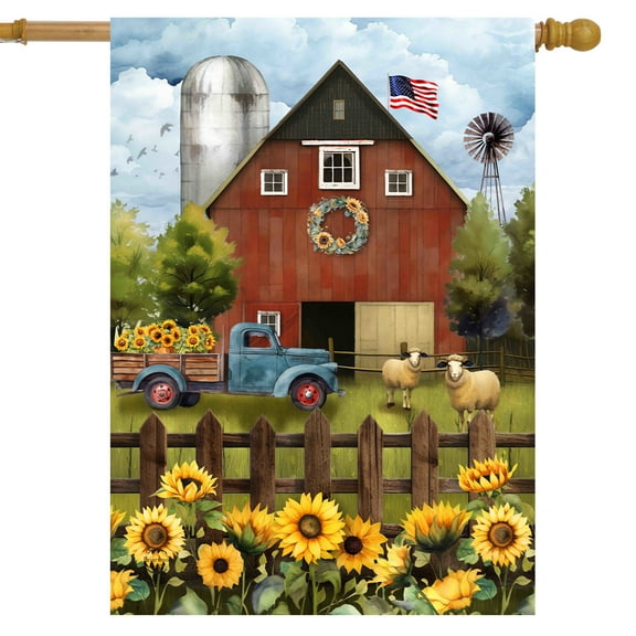 Briarwood Lane Sunflower Barn House Flag