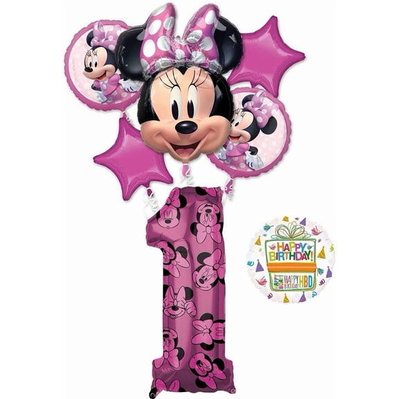 Minnie Mouse Party Supplies 1st Birthday Happy Helper Balloon Bouquet Decorations