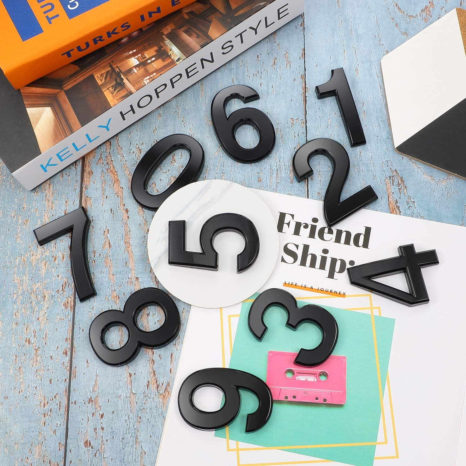 20 Pieces House Numbers Mailbox Numbers 0-9, 3D Door Address Numbers Self Adhesive Mailbox Numbers Sticker or House, Apartment, Office, Hotel Room, Mailbox Signs (Black,3 Inch)