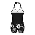 thumbnail image 5 of UPPADA Plus Size Tankini Swimsuit With Shorts 2 Piece Tummy Control Swimsuit Ruched Bathing Suit Swimwear With Shorts Halter Swimwear Set Black Swimsuit,XXXL, 5 of 7