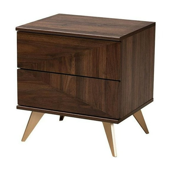bali & pari Transitional Walnut Brown Finished Wood 2-Drawer Nightstand