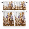 thumbnail image 2 of Kitchen Window Curtains Valance and Tier Set, Easter Rabbits Flowers Eggs Rod Pocket Tier Curtain Valance Set, Coffee Colors Bunnies Light Filtering Cafe Curtains for Bedroom Living Room, 2 of 9