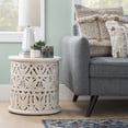 thumbnail image 2 of Powell Kersey Carved Wood Round Indoor End Table, 17" Tall, White, 2 of 6