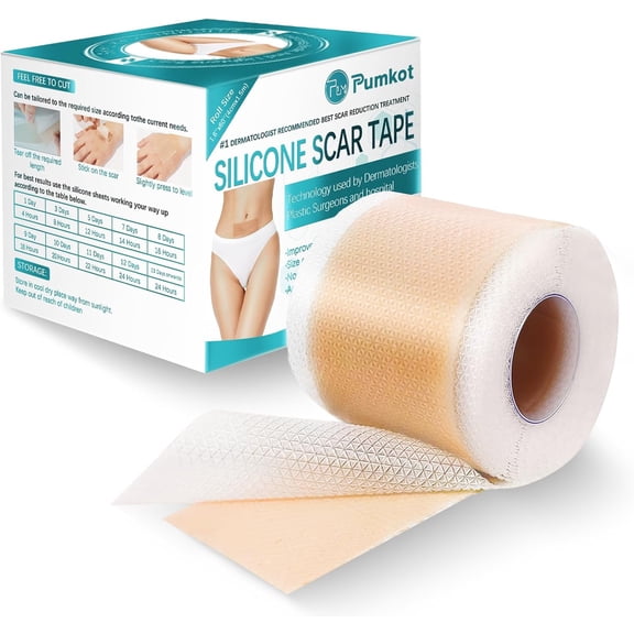 Silicone Scar Sheets, Silicone Scar Tape Strips(1.6”x 60” Roll-1.5M), Professional Away Sheets for Surgical Scars, Keloid, C-Section, Burn et
