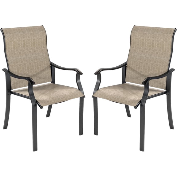 UDPATIO Patio Chairs Set of 2, Outdoor Dining Chairs High Back with All Weather Breathable Textilene, Metal Frame for Lawn Garden Backyard Deck, Khaki