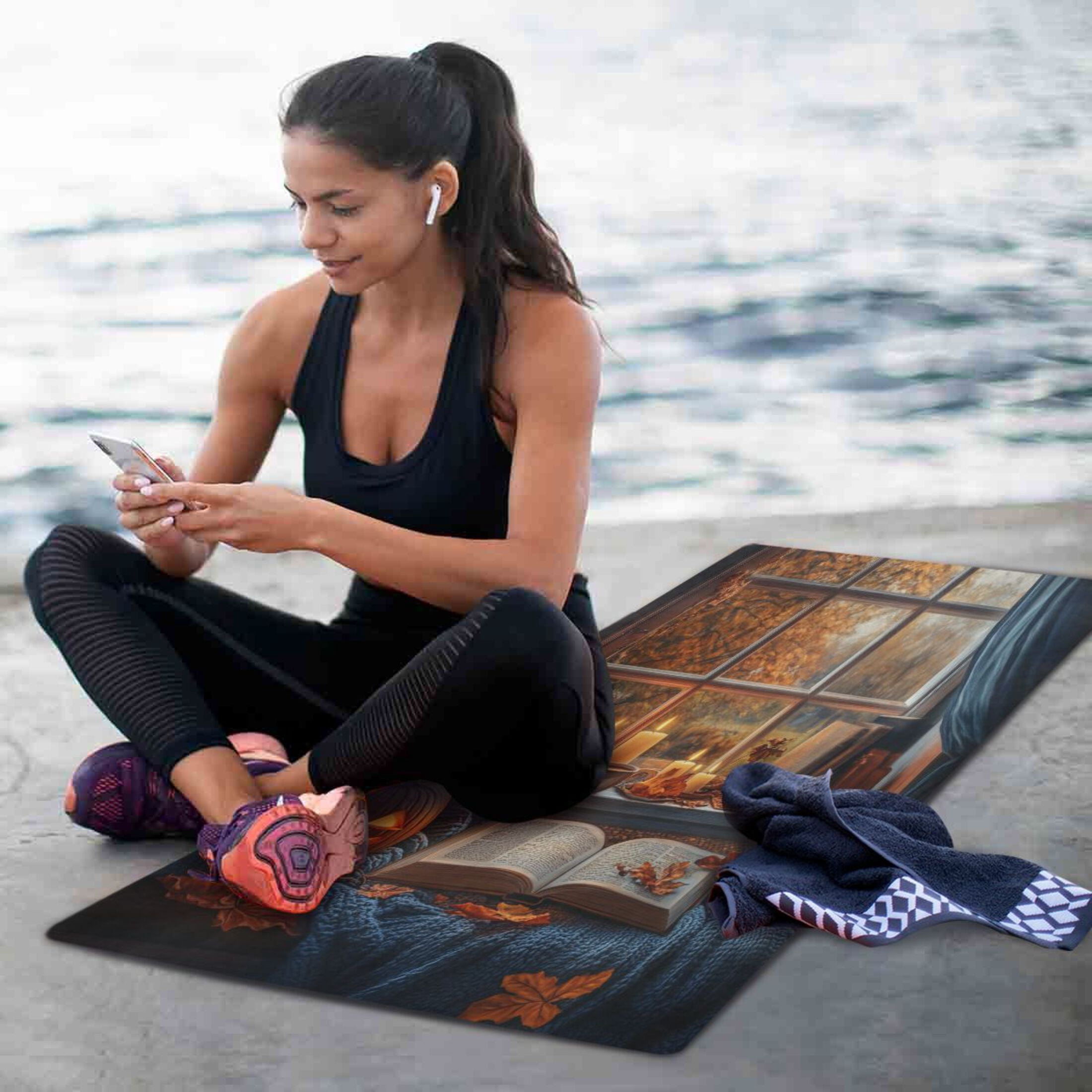 BZSMCE Yoga Mat Women Ffyy3_a_cozy_autumn_scene_with_an_open_book_pumpkin_and_leaves__6fc384bd-4a5f-4c6c-886f-065a6defeaff Fitness Mat
