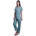 thumbnail image 2 of Moomaya Printed Short Sleeve Pajama Set For Women Printed Button Up Sleep Shirt, 2 of 6