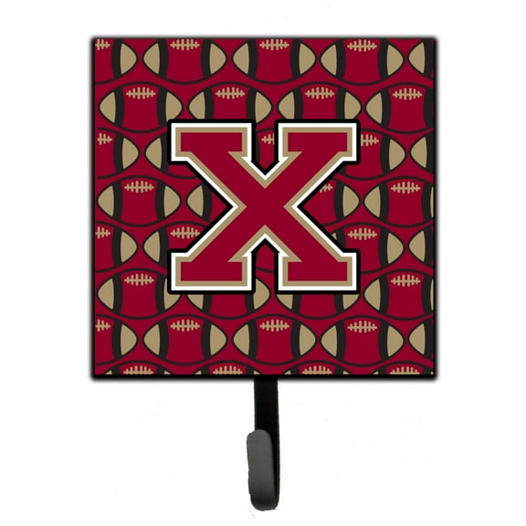 Letter X Football Garnet and Gold Leash or Key Holder