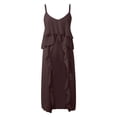 thumbnail image 4 of Vestido informal para mujer: cuello en V con volantes asimétricos, tirantes, ligero, de verano, 4 of 5