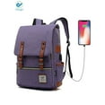 thumbnail image 4 of Deago Vintage Laptop Backpack For Women Men Travel Backpack with USB Charging Port Fashion Rucksack Fits 15.6" Notebook (Purple), 4 of 9