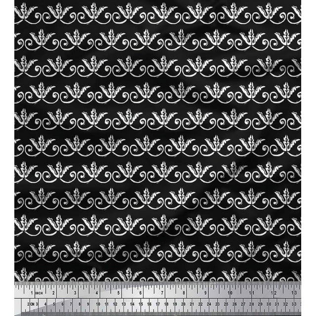 Soimoi Poly Georgette Fabric Dot,Swirl & Floral Block Print Sewing Fabric Yard 42 Inch Wide
