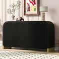thumbnail image 2 of Lunale Modern Storage Sideboard, Curved Corner Design Wavy Door Panel Cabinet with Adjustable Shelves, Black, 2 of 5