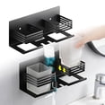 thumbnail image 2 of Decoration Bathroom Storage Rack – Functional Storage Shelf With Two Toothbrush Holders And Stainless Steel Guardrails For Stability, 2 of 7