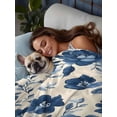 thumbnail image 3 of Queen Flat Sheet 90"x102", Navy Blue Floral Soft Lightweight Bedding Flat Sheets Only, Spring Retro Botanical Flowers Brushed Microfiber Top Bed Sheet, Breathable StainResistant Bedsheets, 3 of 9