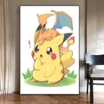 thumbnail image 3 of Figuras de anime de Pokémon Japón Valorant Pikachu Charizard periféricos lienzo decoración de pared impresión carteles de anime pintura regalo para el hogar, 3 of 5