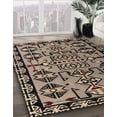 thumbnail image 3 of Ahgly Company Machine Washable Indoor Round Abstract Camel Brown Area Rugs, 3' Round, 3 of 7